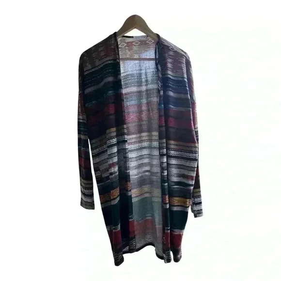 Emory Park midi cardigan in grunge stripe rainbow one-size - Picture 6 of 8